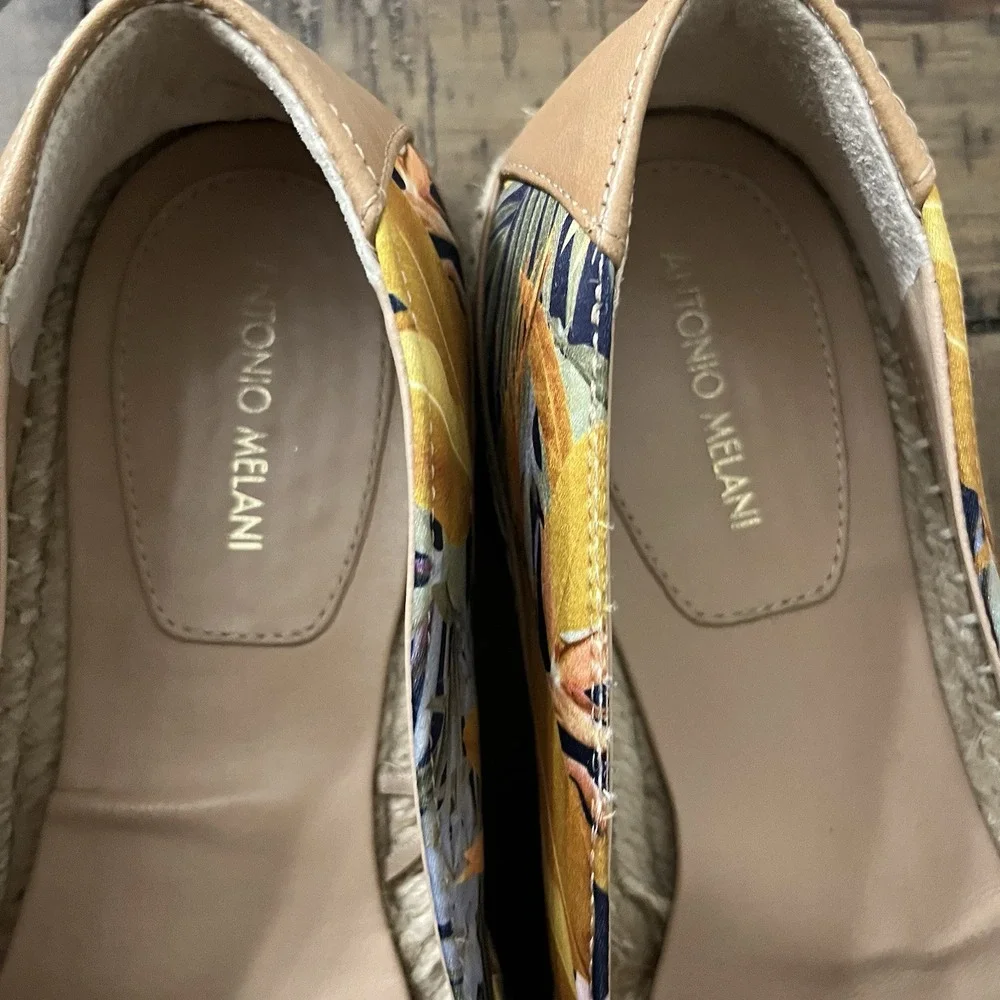 Antonio Melani Yellow Blue‎ Espadrille Slip On Hawaiian Floral 9 Shoes NWOB